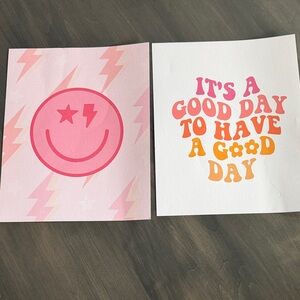 Set of 2 Retro Pink & Orange Motivational Art Prints
